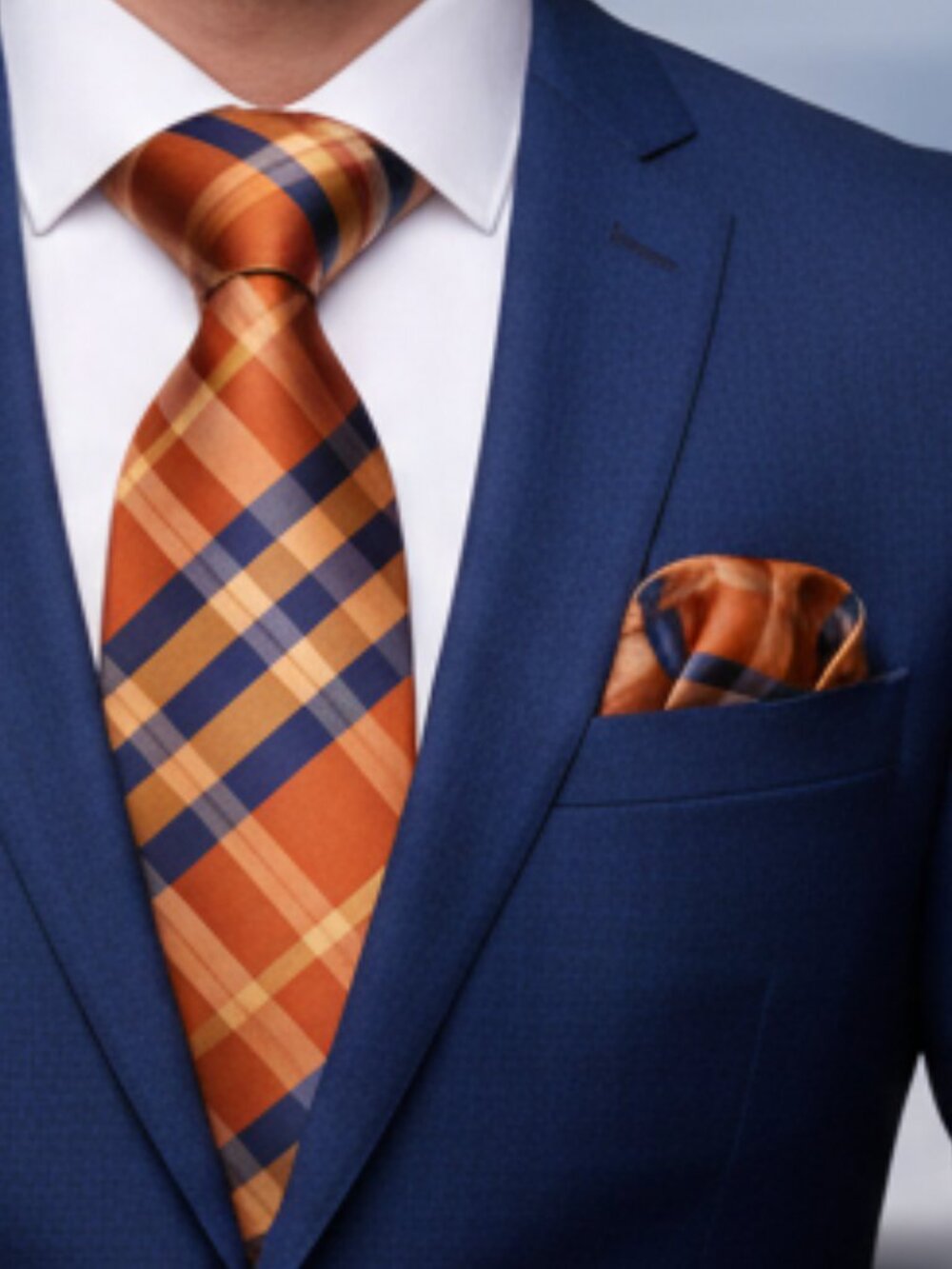 Bronze & Gold with Blue Stripes Necktie Set